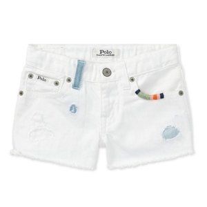 Ralph Lauren Girls’ Distressed White Denim Shorts